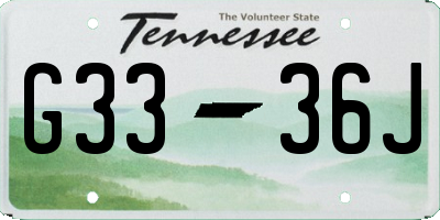 TN license plate G3336J