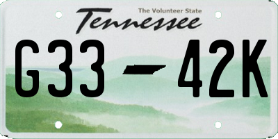 TN license plate G3342K
