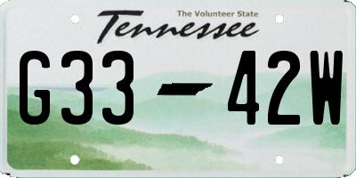 TN license plate G3342W