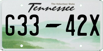 TN license plate G3342X