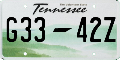 TN license plate G3342Z