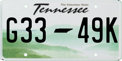 TN license plate G3349K