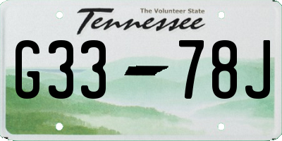 TN license plate G3378J