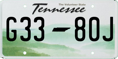 TN license plate G3380J