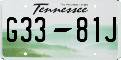 TN license plate G3381J