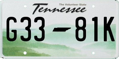 TN license plate G3381K