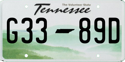 TN license plate G3389D