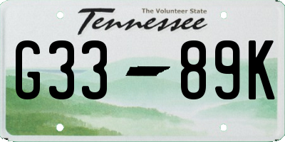 TN license plate G3389K