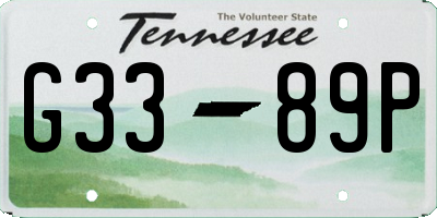 TN license plate G3389P