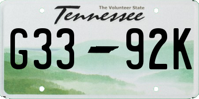 TN license plate G3392K