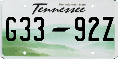 TN license plate G3392Z