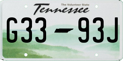 TN license plate G3393J