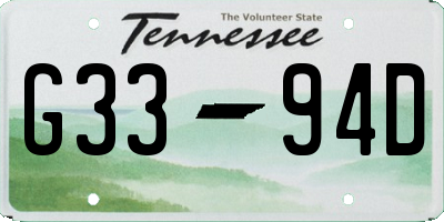 TN license plate G3394D