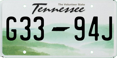 TN license plate G3394J