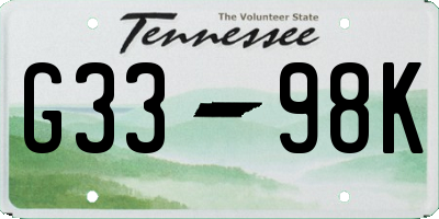 TN license plate G3398K