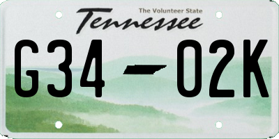 TN license plate G3402K