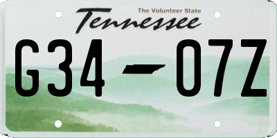 TN license plate G3407Z