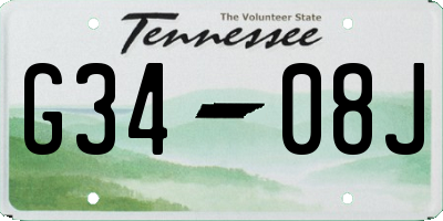 TN license plate G3408J