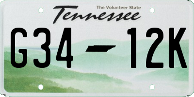 TN license plate G3412K