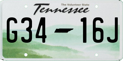 TN license plate G3416J