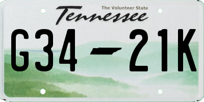 TN license plate G3421K