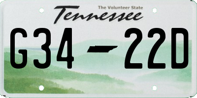 TN license plate G3422D
