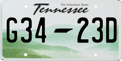 TN license plate G3423D