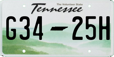 TN license plate G3425H