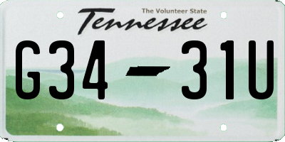 TN license plate G3431U