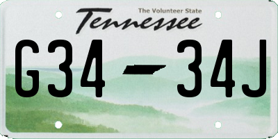 TN license plate G3434J