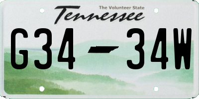 TN license plate G3434W