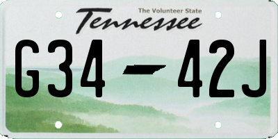 TN license plate G3442J