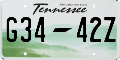 TN license plate G3442Z