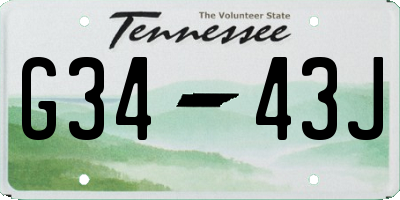 TN license plate G3443J