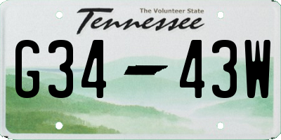 TN license plate G3443W