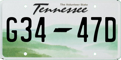 TN license plate G3447D