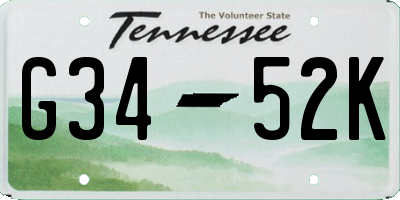 TN license plate G3452K