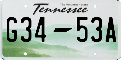 TN license plate G3453A