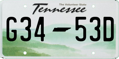 TN license plate G3453D