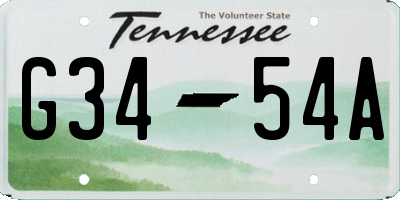 TN license plate G3454A