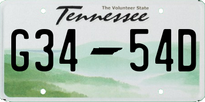 TN license plate G3454D