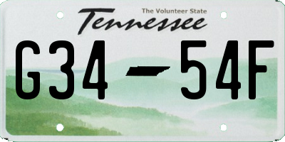 TN license plate G3454F