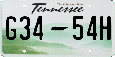 TN license plate G3454H