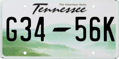 TN license plate G3456K