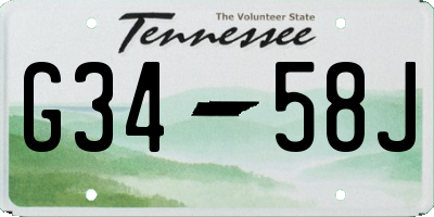 TN license plate G3458J