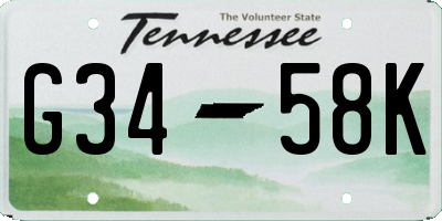 TN license plate G3458K