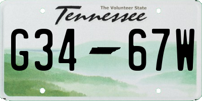 TN license plate G3467W