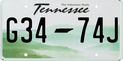 TN license plate G3474J