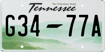 TN license plate G3477A