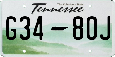 TN license plate G3480J